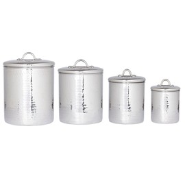 Old Dutch 4 Piece Hammered Canister Set, Stainless Steel