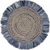Homeroots 4' Blue And Beige Hand Woven Round Rug
