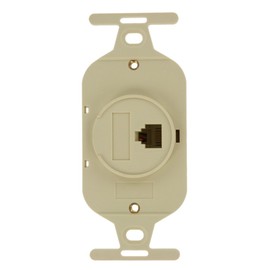 Leviton Round Telephone Wall Plate Insert, 41054-IDD, Ivory