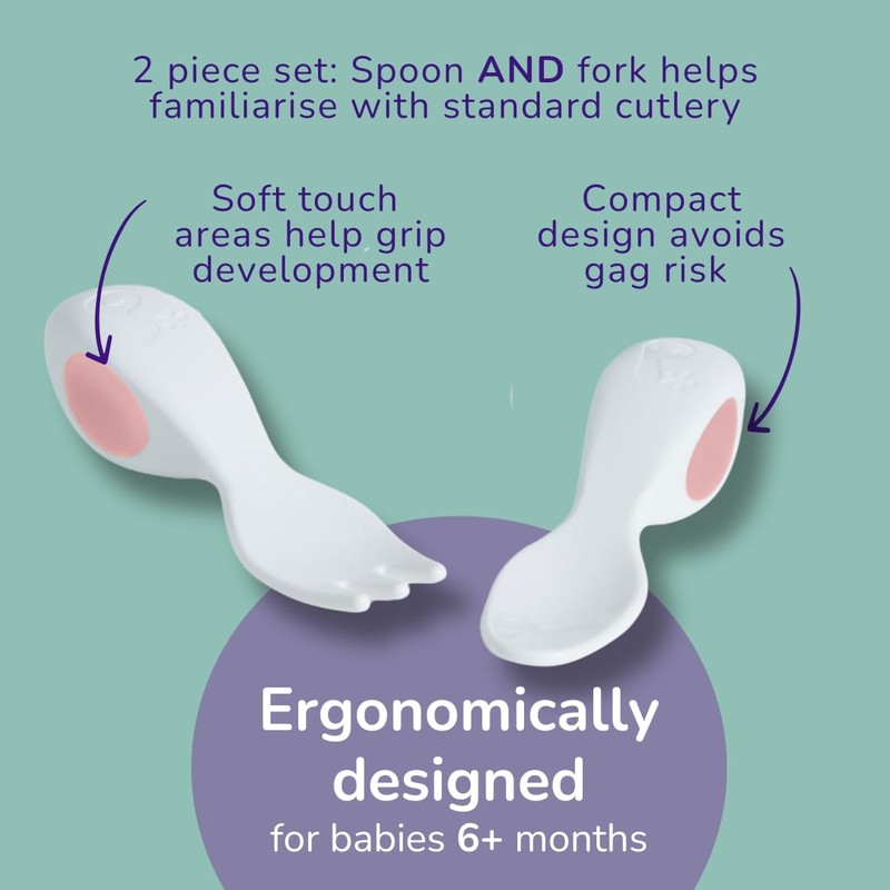 Doddl Baby Spoon and Fork, Cutlery Set for Babies 6+