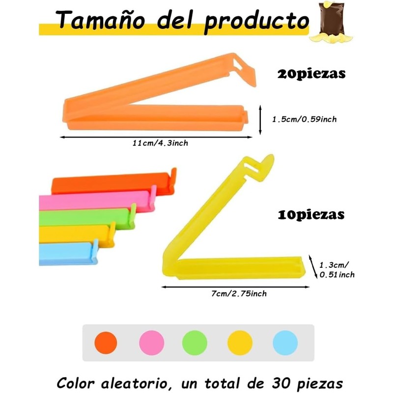 30 Piezas Pinzas Para Bolsas De Alimentos,Clips Para Bolsas De