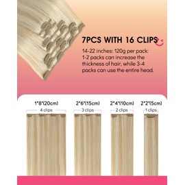 Youngsmile Clip in Remy Human Hair Extensions 18 Inches 120 Grams 7Pcs Rallonge Cheveux Humain Extension Clip in 27 Caramel Blonde with 60 Platinum Blonde Easy to Install (CLIP#27P60-18inch)