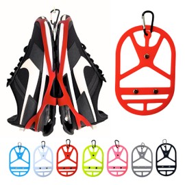 Shoe Holster For Backpack with Clip Hanger. Footwear Holster Holder with Clip for Sneakers, Cleats, Bowling, Soccer, Basket, Football. For Travel, Outdoors, Sports & Space Saving. (Red, M)