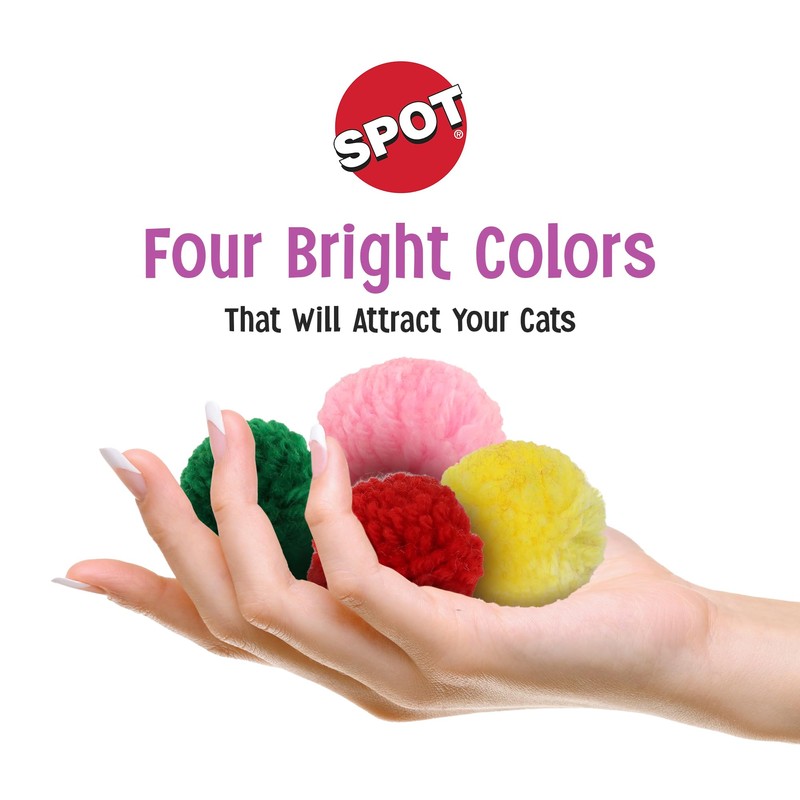 SPOT Wool Pom Poms Cat Toy - Interactive Wool Balls