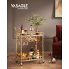 VASAGLE Bar Cart Gold, Home Bar Serving Cart, Wine Cart