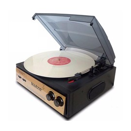 Boytone BT-13G with Bluetooth Connection 3-Speed Stereo Turntable Belt Drive 33/45/78 RPM, 2 Built in Speakers AM/FM Stereo Radio, 3.5mm Headphone Jack/Auxiliary, RCA Jack, 45 RPM Adapter Included