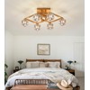 AMZASA Modern Crystal Chandelier,Gold Semi Flush Mount Ceiling Light Antique