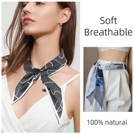 EIysee Long Silk Like Head Scarf Women's Fashion-Scarf Bags for Women Handbag Scarfs Band Hair Neck Scarves Fashion Gifts (reticulo-black)