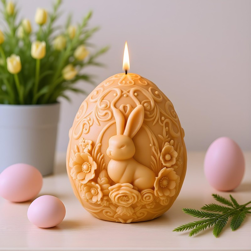 3D Easter Bunny Candle Molds Rabbit Flower Egg Candle Silicone