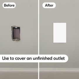 Rubber Bond Self-Adhesive Rubber Wall Outlet Cover Plate 5 Pack - Easy to Apply Peel & Stick Drywall Hole Patch - 5x3 Inch Screwless Blank Wall Plate Cover - Premium Rubber Wall Hole Cover (White)