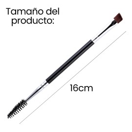 Brocha Doble Para Ceja Con Cepillo Pincel Cosmético 1pz Full Color Negro