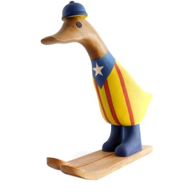 Brave Wings Hand Carved Wooden Bamboo Duck ~ Skiing Team Duck 20cm High ~ Ornament Sculpture Figurine Statue Unique Table Decoration Home Decor ~ 4544