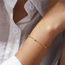 Hoisy Sterling Silver Bracelet, 9Ct Gold Bracelet for Women Cute Adjustable Bracelet for Women Mother Sisters, 17+3cm