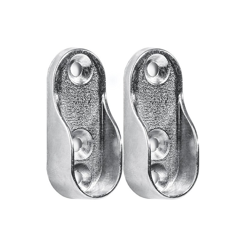2X Oval Chrome Wardrobe Sockets |15mm Rod/Rail End Supports