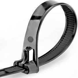 Oksdown Cable Ties Resealable Black 500mm × 7.6mm Pack of 100 UV Resistant Strong Large Nylon Plastic Reusable Set