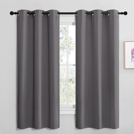 NICETOWN NICETOWN Grey Blackout Curtain Panels for Bedroom, Thermal Insulated Grommet Top Blackout Draperies and Drapes for Basement (2 Panels, W42 x L68-inch, Grey)