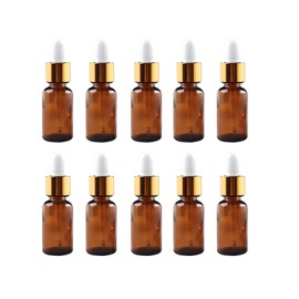 ROHIJALE 10Packs 10ml(1/3Oz) Amber Glass Dropper Bottles Essential Oil Tincture Containers with Glass Droppers Leakproof Travel Eye Droppers for Body Oils, Perfume, Hair Oil, Liquids