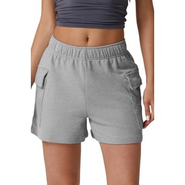 QINSEN Womens Sweat Shorts Casual Lounge Cotton Shorts High Waist Summer Shorts Grey S