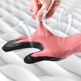 DOFOWORK Gardening Gloves - 6 Pair Medium Size Red & Grey Latex Gloves for Men with Grip, Durable, Versatile and