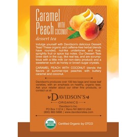Davidson's Organics, Caramel Peach with Coconut, 8-count Tea Bags, Pack of 12