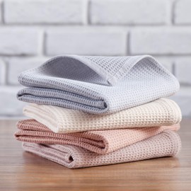 PY HOME & SPORTS Dish Towel Set, 100% Cotton Waffle Weave Kitchen Towels 4 Pieces, Super Absorbent (17 x 25 Inches, Set of 4)