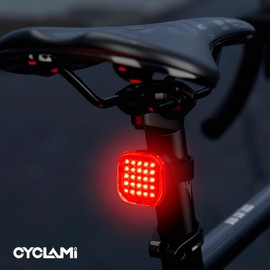 CYCLAMI Bicycle Light Bicycle Tail Light Brake Lamp- 60 Lumens Ultra Bright Bicycle Rear Light, Brake Sensor Technology, 4 Modes, IPX6 Waterproof, Vibration Auto Wake-up - 200 Meters Visibility for