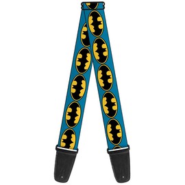 Buckle-Down GS-WBM012 Guitar Strap - Bat Signal-3 Blue/Black/Yellow - 2" Wide - 29-54" Length