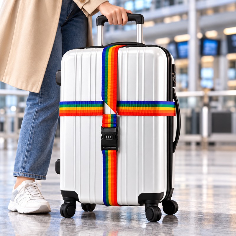Adjustable Luggage Straps for Suitcases – 3-Digit Combination Lock and