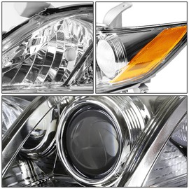 Auto Dynasty Chrome Housing Amber Corner Projector Headlight Lamps+Tool Kit Compatible with Camry 07-09