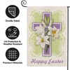 Texupday Happy Easter Religious Cross Lilies Decoration Spring Double Sided
