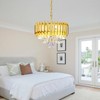 FRIXCHUR 16-Inch Modern Gold Crystal Chandelier, Ceiling Light Fixture, Adjustable
