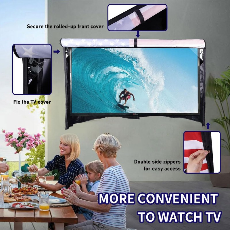 Outdoor TV Cover American Flag 60-65 Inch, 600D Waterproof and
