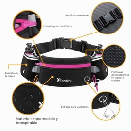 Cinturón para correr número uno con botellas de agua (2 x 175 ml), cinturón de hidratación impermeable para iPhones bolsa de cintura deportiva ajustab