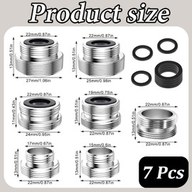 BbiuRer Pack of 7 Tap Adapter, Kitchen Tap Male Thread Adapter, Tap Adapter for Garden Hose, Thread Adapter for Taps (16-28 mm)