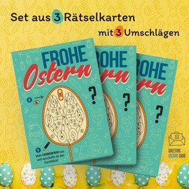 iDventure Set of 3 Easter Greeting Cards for Puzzle Friends - Easter Card with Tricky Puzzles to Solve - Smart Combination of Easter Card & Escape Room