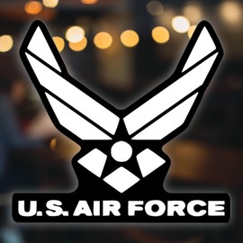 US Air Force Vinyl Decal Sticker for Cars Trucks Windows Bumpers Walls Laptops Skins - 6.75 Inches at Largest Point - White with Black Background - KCD3329