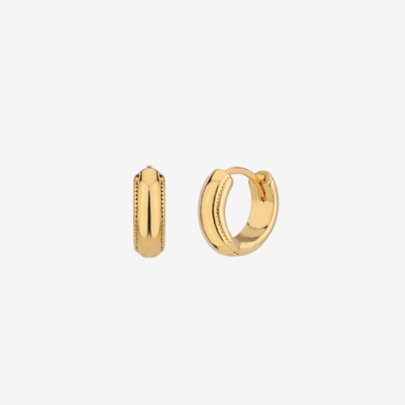 Gold&Deer 14K Goldfield Dot Volume One-Touch Ring Earrings 7.5mm White