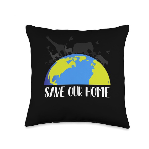 Save Our Home Animals Wildlife Conservation Earth Day Throw Pillow