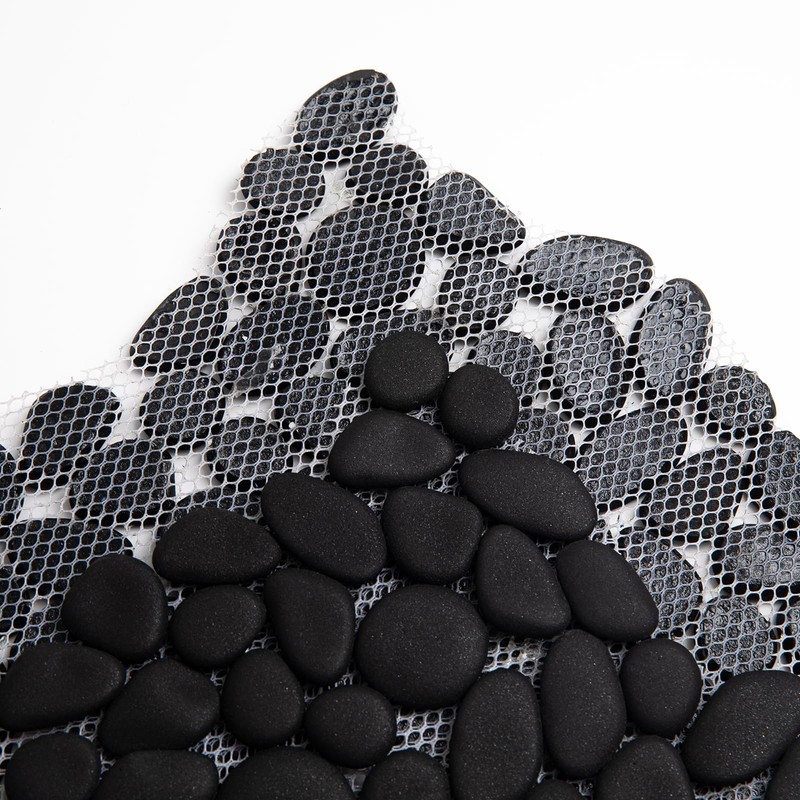 Adolif Pebble Tile for Shower Floor, Black Pebble Mosaic Backsplash