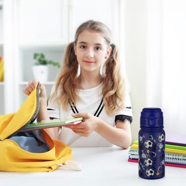 GOPPUS 12oz Kids Water Bottle with Straw Lid – BPA-Free, Leak-Proof, Insulated Stainless Steel – Sweat-Proof, Reusable for School, Sports, and Outdoor Activities