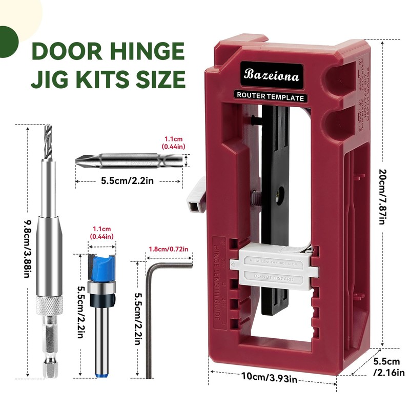 Door Hinge Jig, Door Hinge Mortiser for Router, Length 3”