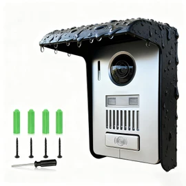 Outdoor Intercom Rain Cover Doorphone,Intercom Control Doorbell Sunshade Protector Metal Black Video Doorbell Protector