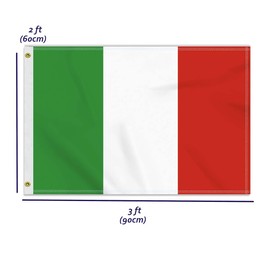 Large 60 x 90 cm Italy Flag, 2 x 3 ft Medium 150D Italian Banner, Durable Doube Side Print Decor Brass Eyelets Medium Italy