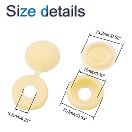 INCREWAY Screw Cover Caps, 100 Pcs Plastic Screw Caps Fold Washer Flip Tops Hinged Screw Decorative Cover with Organized Box (Light Yellow)