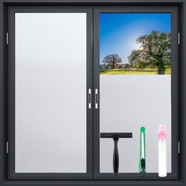 Frosted Glass Window Film with Tools,Reusable Window Privacy Film,Static Clings UV Protection Sun Blocking Window Tint Kit for Home Bathroom and Office.(Pure17.5"x78.7")