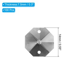 PATIKIL K9 Crystal Octagon Beads 2 Holes Pendants, 100 Pack 14mm Chandelier Prisms Parts Ornaments Hanging Beads for DIY Arts Crafts Decoration, Clear Black