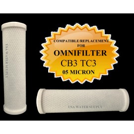 PUROFLO (2) OMNIFILTER CB3 TC3 COMPATIBLE REPLACEMENT CARBON BLOCK WATER FILTERS