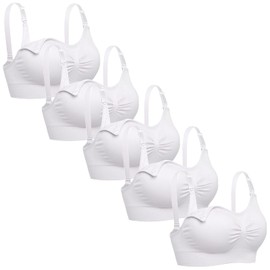 Lataly - Brasier de lactancia para mujer, sin varillas, para lactancia materna, paquete de 5, 5p White, XXL