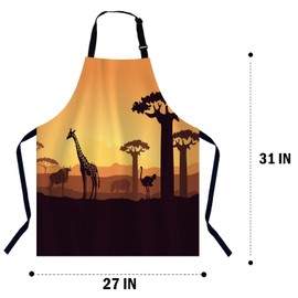 BGBDEIA Wild Animals Kitchen Apron for Women Men, Adjustable Apron Chef Bakers Apron Cooking Apron Cooking Baking Gardening