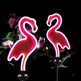 SunKite Flamingo Solar Stake Lights Outdoor,Waterproof Solar Neon Lights for Garden,Yard, Lawn,Pathway,Patio,Backyard (2 Pack)
